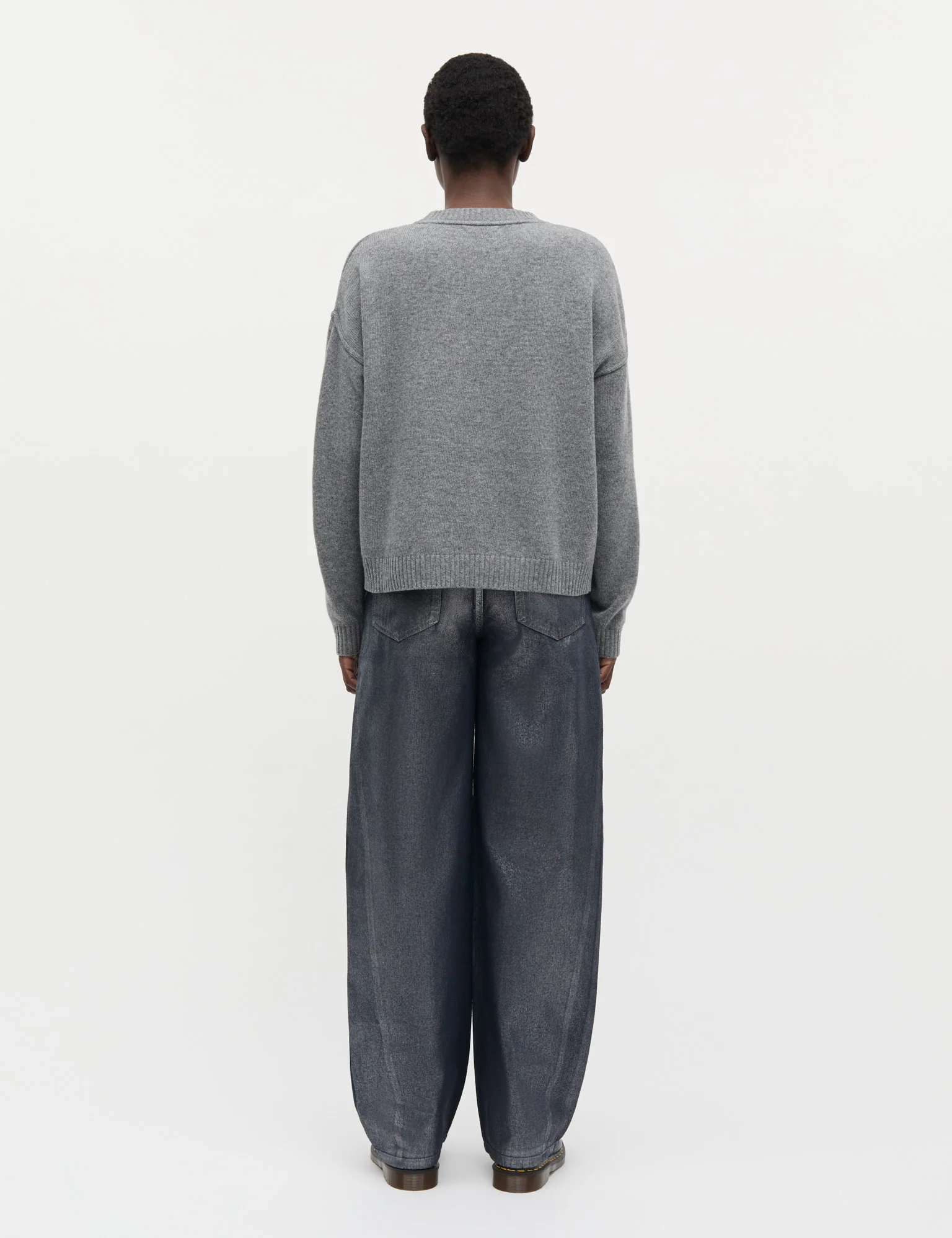 Yota Knit Tilona Sweater, Mid Grey Melange/Parisian Nigh - Image 4